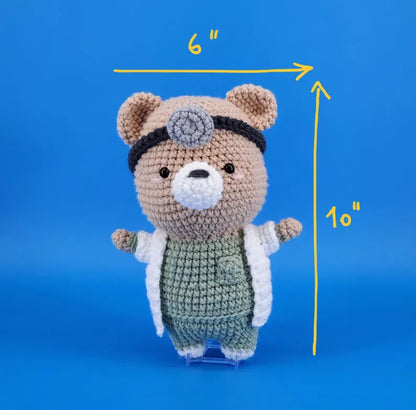 Handmade Crochet Doctor Bear – A Plush Gift for Imaginative Kids & Caring Professionals