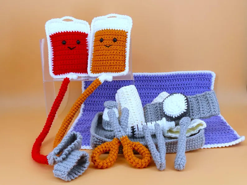 Inspire Imagination with Our Handmade Crochet Medical Play Set – A Fun, Educational Toy for Kids