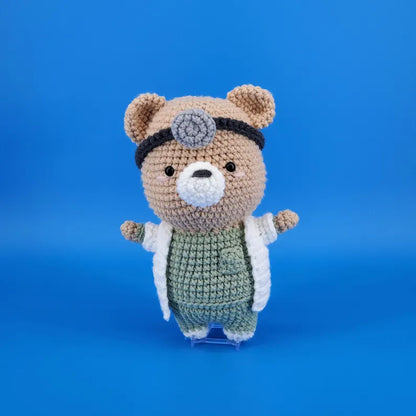 Handmade Crochet Doctor Bear – A Plush Gift for Imaginative Kids & Caring Professionals