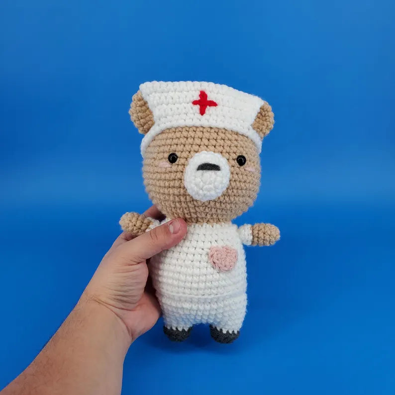 Handmade Crochet Nurse Bear – A Cute Plush Gift for Kids & Healthcare Appreciation
